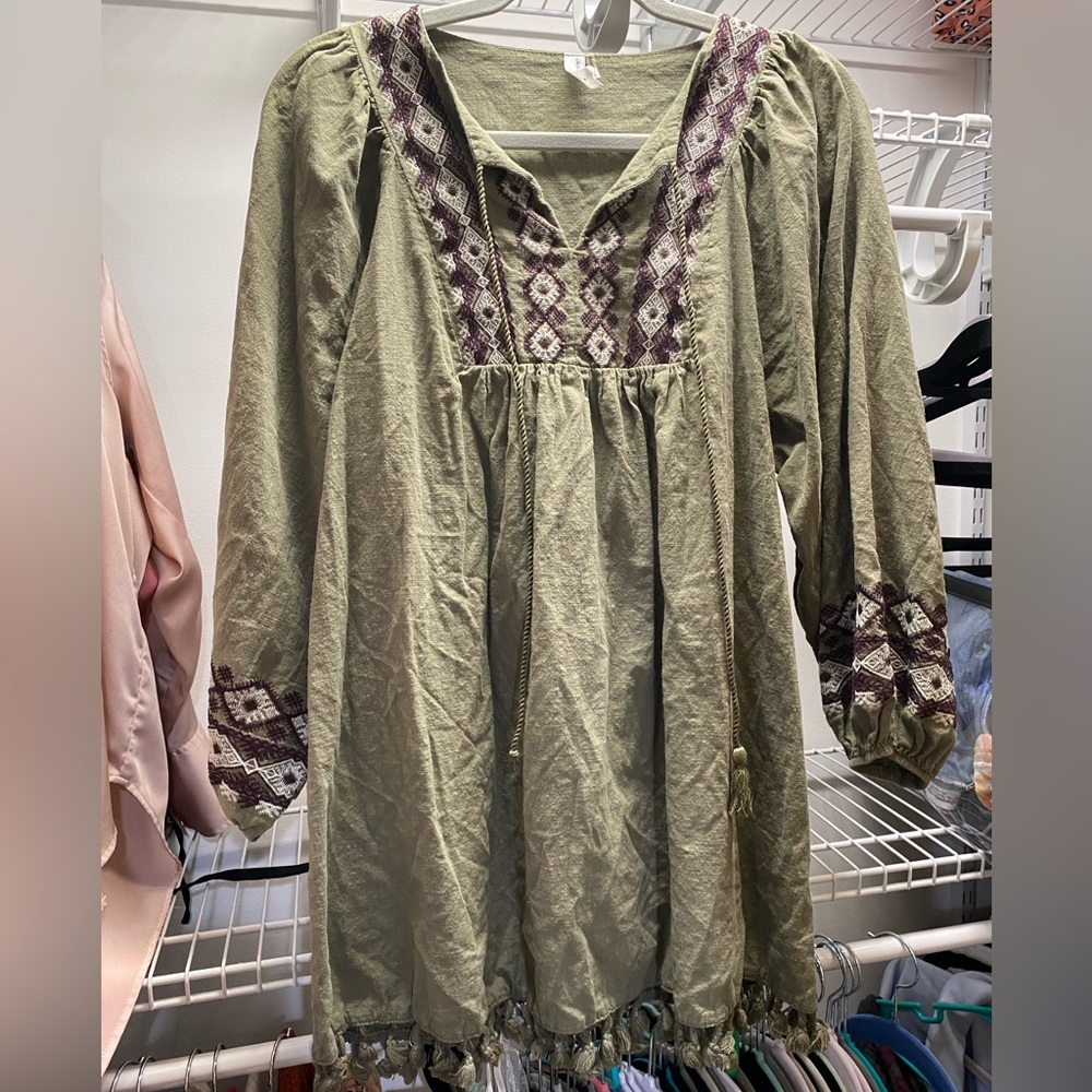 Olive Green long sleeve dress. Size m